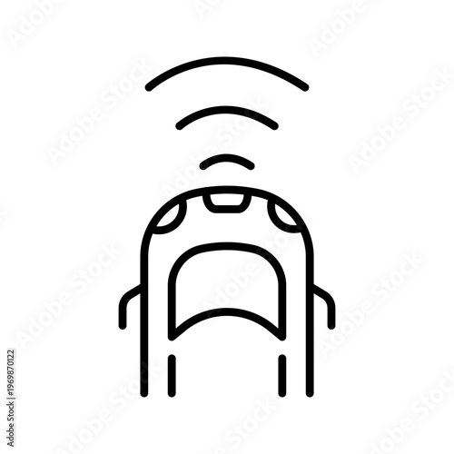 Parking sensor icon. Transport and parking assist line symbol. Black and white.