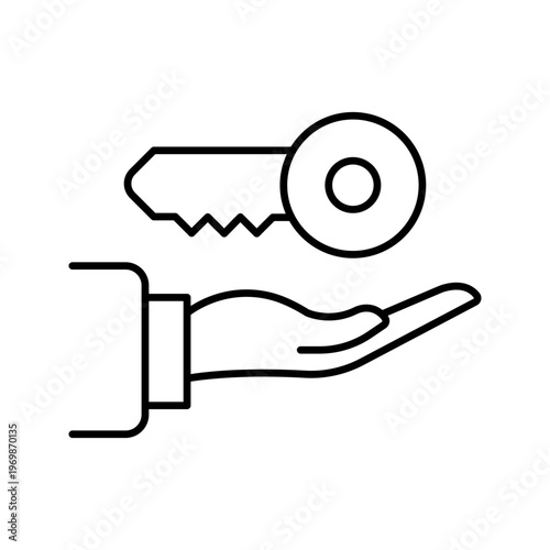 Password cracking icon. Technology and cybersecurity line symbol. Black and white.