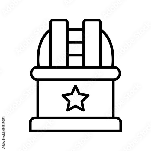 Planetarium dome icon. Science and planetarium line symbol. Black and white.