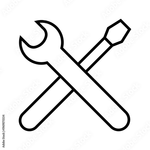 Repair tools icon. Industry and vehicle maintenance line symbol. Black and white.