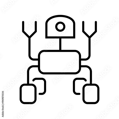 Robot automation icon. Technology and robotics line symbol. Black and white.