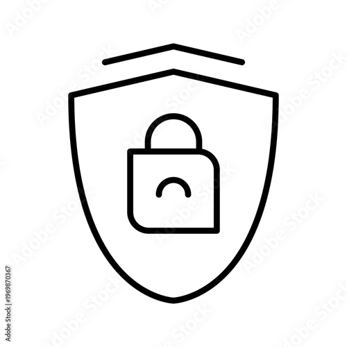 Security lock icon. Business and access control line symbol. Black and white.