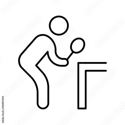 Table tennis icon. Sports and racket sport line symbol. Black and white.