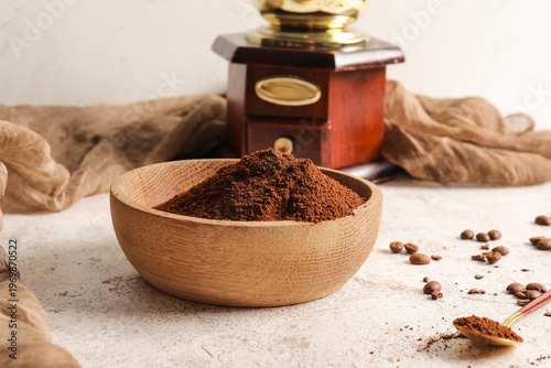 Wooden bowl and spoon with ...