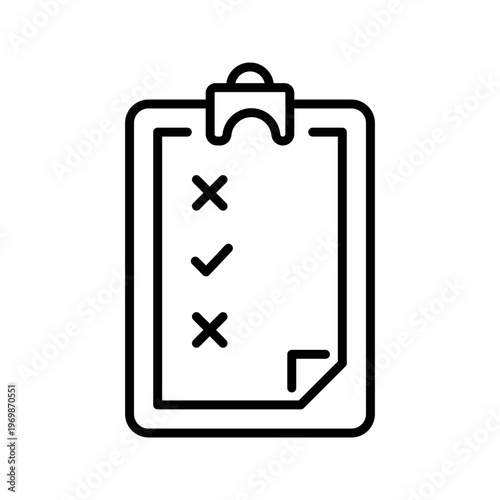 Test checklist icon. Business and assessment line symbol. Black and white.
