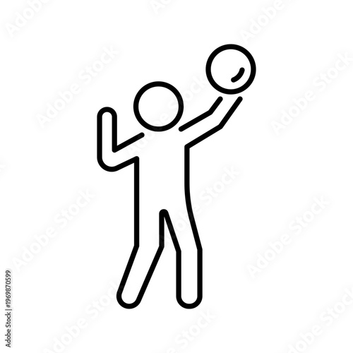 Volleyball player icon. Sports and volleyball line symbol. Black and white.