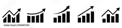 Upward Trend Graph and Analytics Icon Set