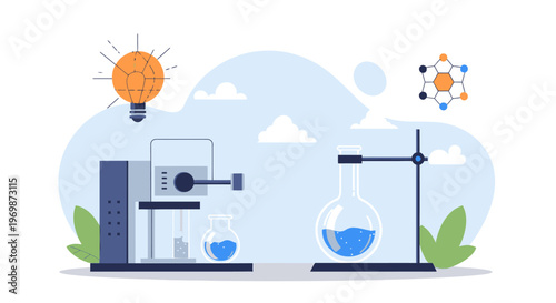 Science Laboratory Equipment, Innovation and Research Concept