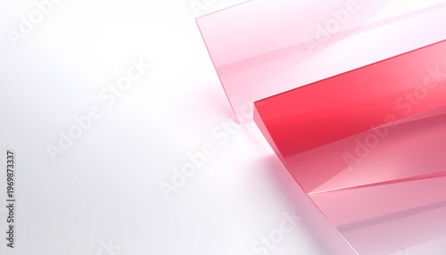 Abstract 3D red and white glass panels background with dynamic geometric shapes and modern aesthetic
