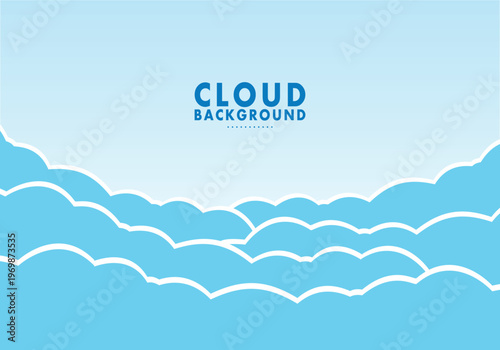Beautiful vector illustration of a blue sky background with soft white clouds. Clean and modern cloudscape design suitable for banners, posters, website background, presentation and creative projects.