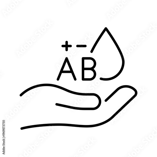 Ab blood type icon. Healthcare and hematology line symbol. Black and white.