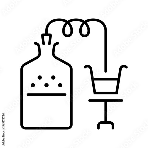 Alcohol distillation icon. Science and distillation line symbol. Black and white.