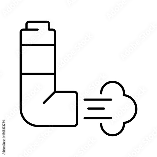 Asthma inhaler icon. Healthcare and respiratory line symbol. Black and white.