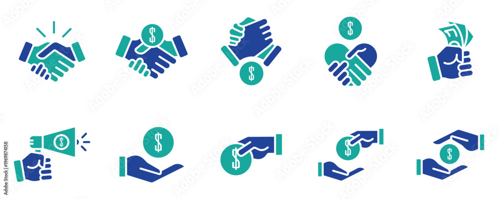 Fototapeta premium Deal Approval and Financial Transaction Icons