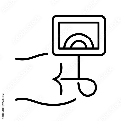 Colonoscopy procedure icon. Healthcare and endoscopy line symbol. Black and white.