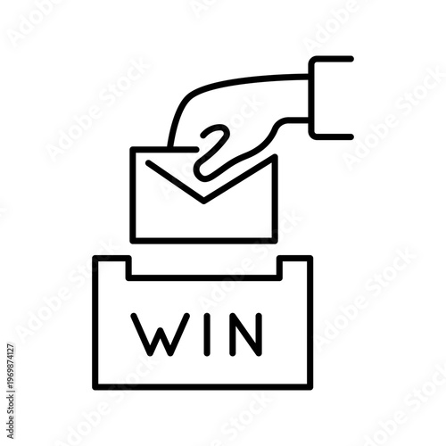 Contest entry icon. Business and promotion line symbol. Black and white.