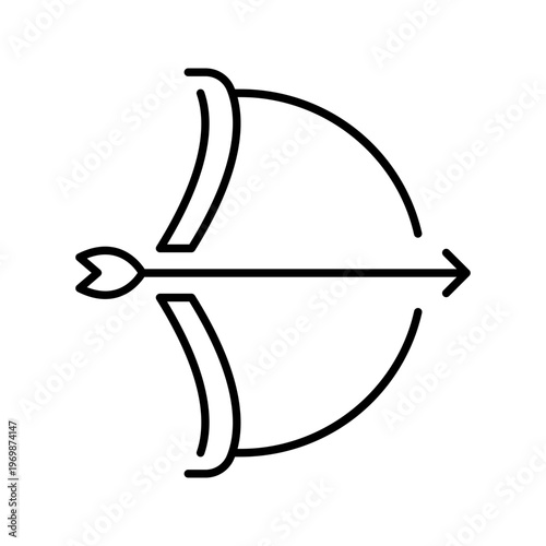 Cupid bow icon. Holidays and valentine line symbol. Black and white.