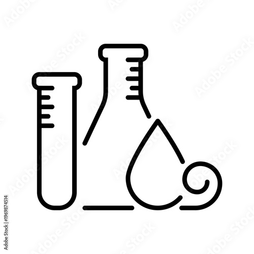 Laboratory test icon. Science and laboratory research line symbol. Black and white.
