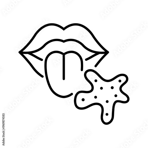 Mouth bacteria icon. Healthcare and oral health line symbol. Black and white.