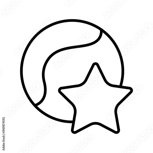 Movie star icon. Entertainment and celebrity line symbol. Black and white.