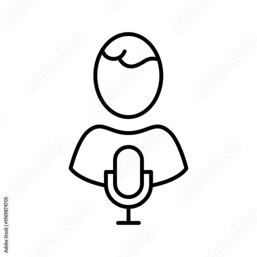 Podcast host icon. Media and podcasting line symbol. Black and white.