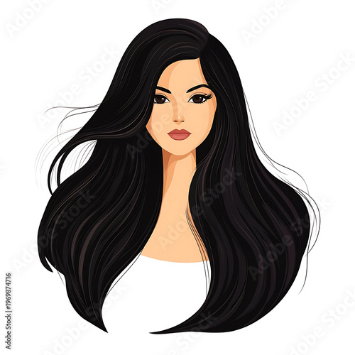 Elegant woman with flowing hair icon