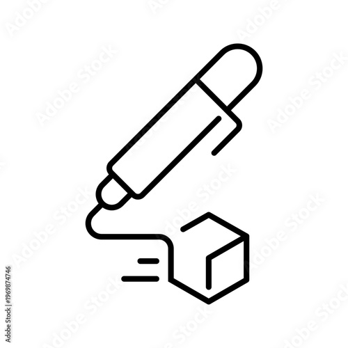 3d printing icon. Industry and additive manufacturing line symbol. Black and white.