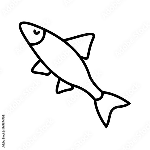 Roach fish icon. Food and seafood line symbol. Black and white.