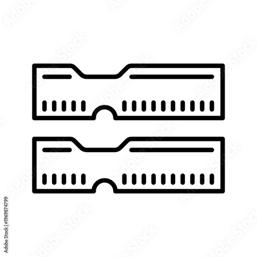 Ram module icon. Technology and computer hardware line symbol. Black and white.