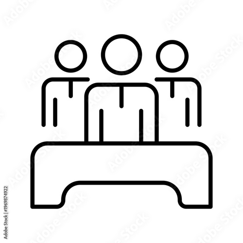 Team meeting icon. Business and meetings line symbol. Black and white.