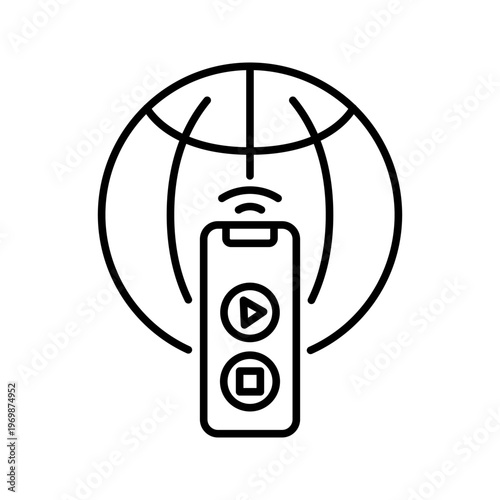 Tv program icon. Entertainment and television line symbol. Black and white.
