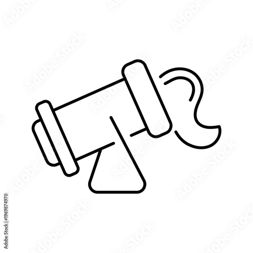 Water cannon icon. Industry and crowd control line symbol. Black and white.