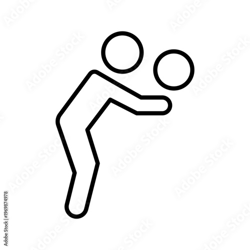 Volleyball player icon. Sports and team sport line symbol. Black and white.
