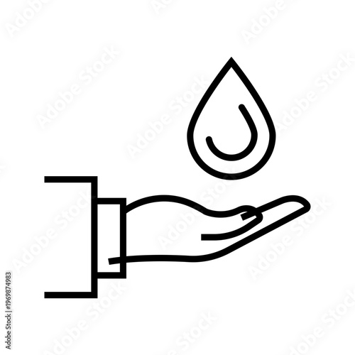 Water conservation icon. Nature and water conservation line symbol. Black and white.