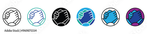 Handshake Agreement Circle Badge Icon Set