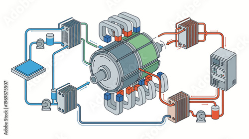 Electric motor and control system diagram.