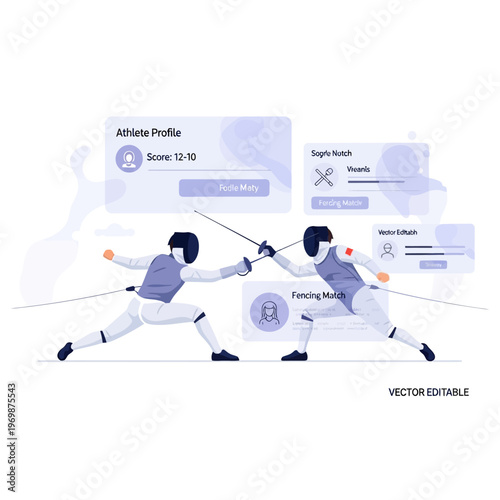 Fencers Competing with Digital Athlete Profiles and Data Overlays