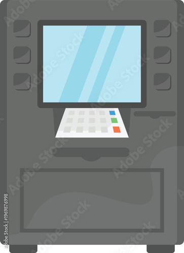 A functional ATM machine equipped with a display screen and a keypad for banking services.
