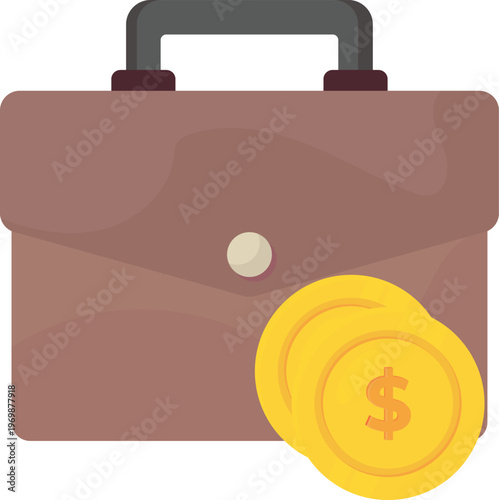 Icon depicting a briefcase alongside money, representing financial services and business dealings.