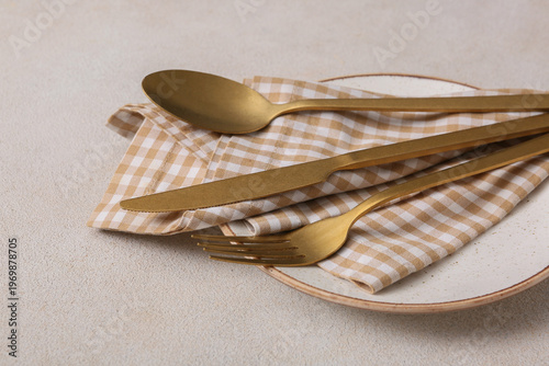 Table setting with golden c...