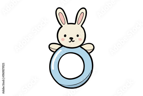 Baby Teether Rabbit Toy Cute Cartoon Illustration