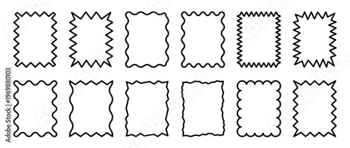 Collection of various outline frames with decorative wavy, jagged, and irregular edges, suitable for design elements and text boxes.