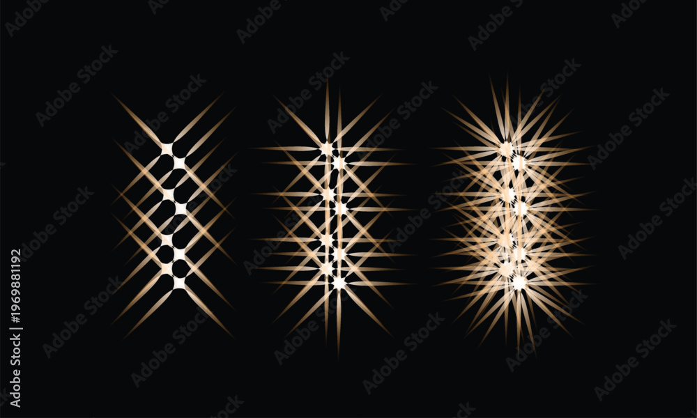 Fototapeta premium Luminous Golden Lattice with Radiating Starlight Symmetry
