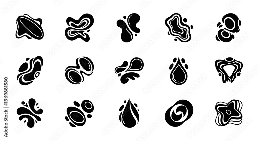 Fototapeta premium Abstract organic shapes set, liquid form collection