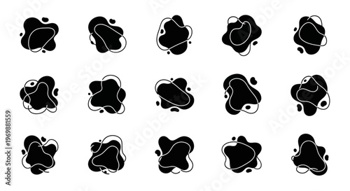 Abstract organic shapes set, fluid blobs collection