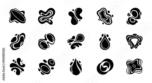 Abstract organic shapes set, liquid form collection