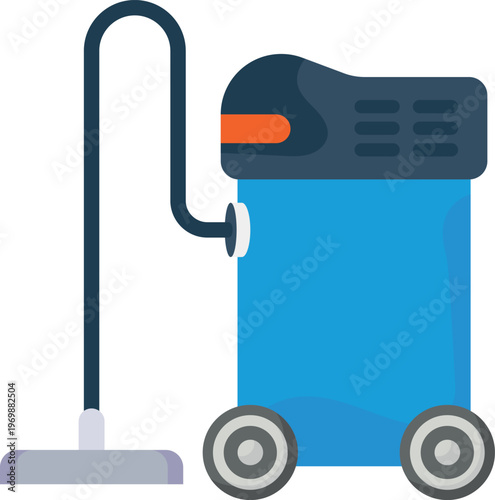 A vacuum cleaner with a long hose attached, designed for efficient cleaning of various surfaces.