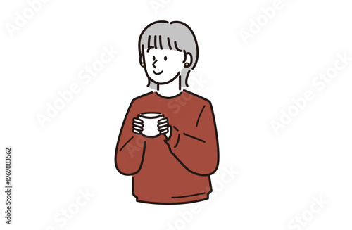 飲み物を持っている女性