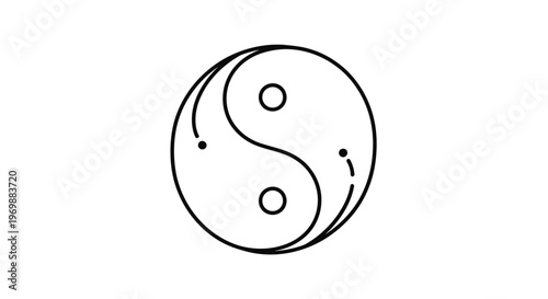 Yin Yang Symbol Outline Illustration on White Background