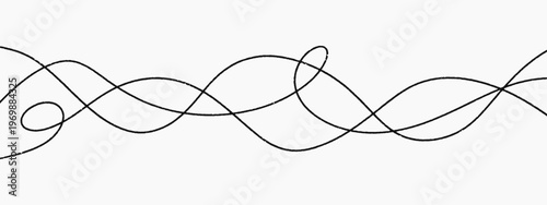 Line curve doodle with squiggle cable hand and spiral wavy drawing. Curvy continuous vector with abstract background circle and drawn graphic logo. Long ornament line with seamless shape squiggle.